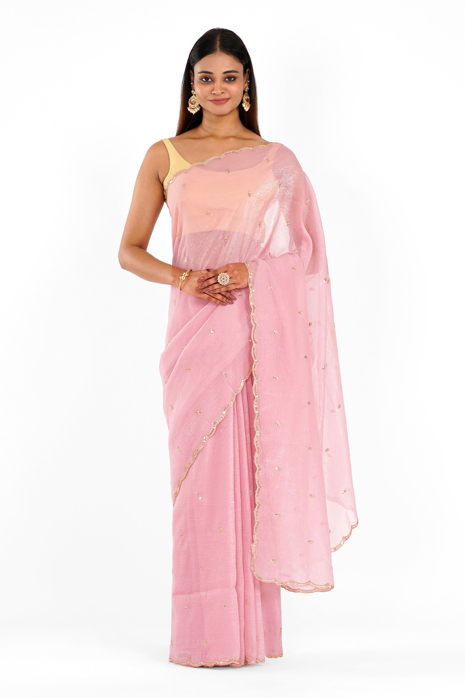 Teejh Dilbar Pink Georgette Saree