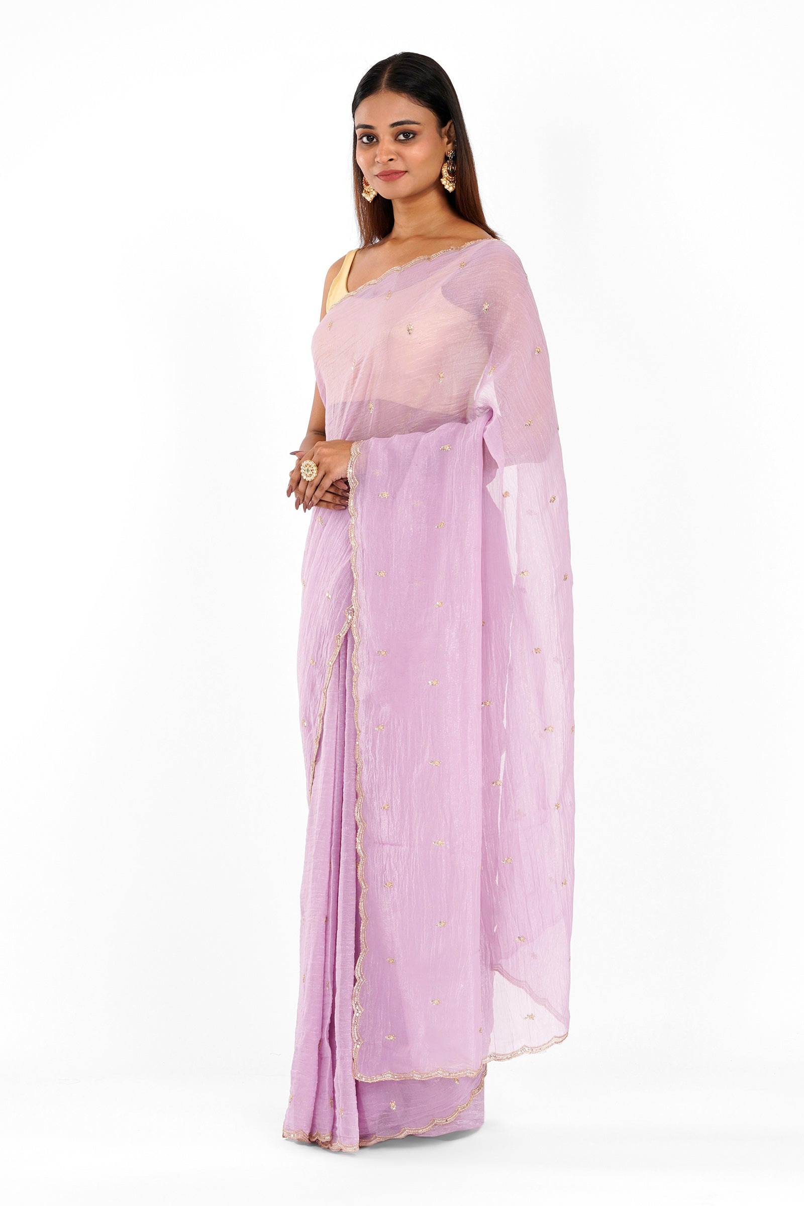 Teejh Dilbar Lavender Georgette Saree