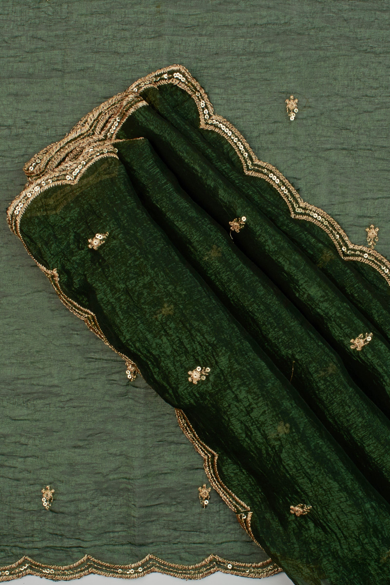 Teejh Dilbar Sap Green Georgette Saree
