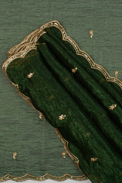Teejh Dilbar Sap Green Georgette Saree