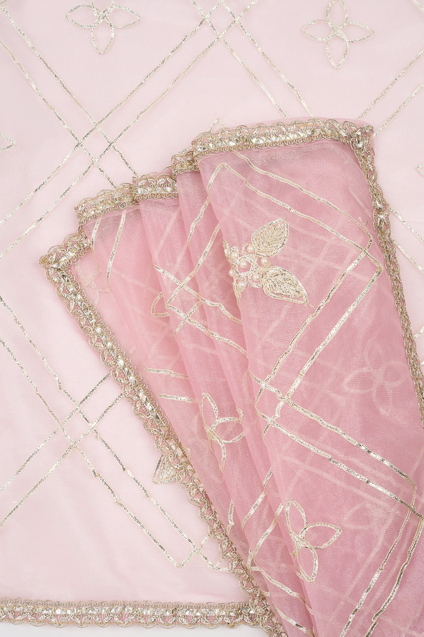 Teejh Tarangi Pink Net Gota Saree