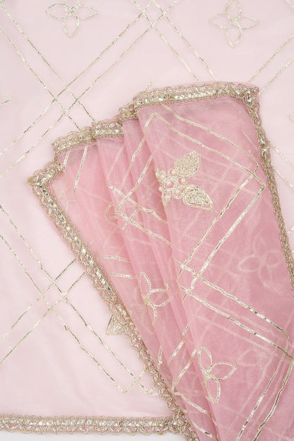 Teejh Tarangi Pink Net Gota Saree