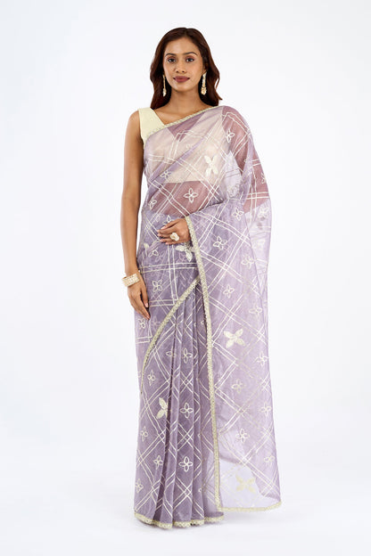 Teejh Tarangi Lavender Net Gota Saree