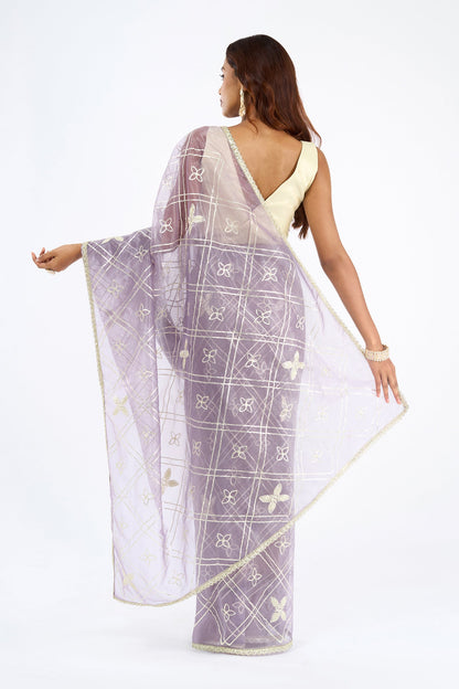 Teejh Tarangi Lavender Net Gota Saree