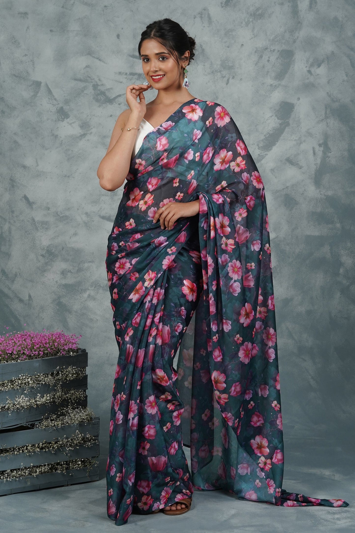 Teejh Midnight Dreams  Digital Print Chiffon Saree