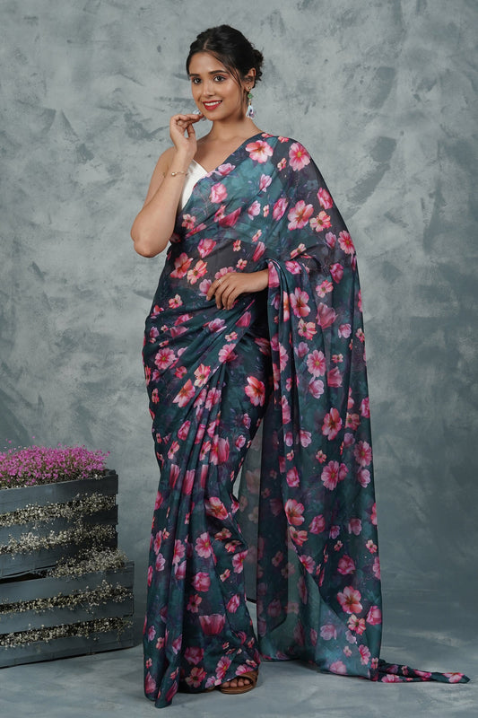 Teejh Midnight Dreams  Digital Print Chiffon Saree