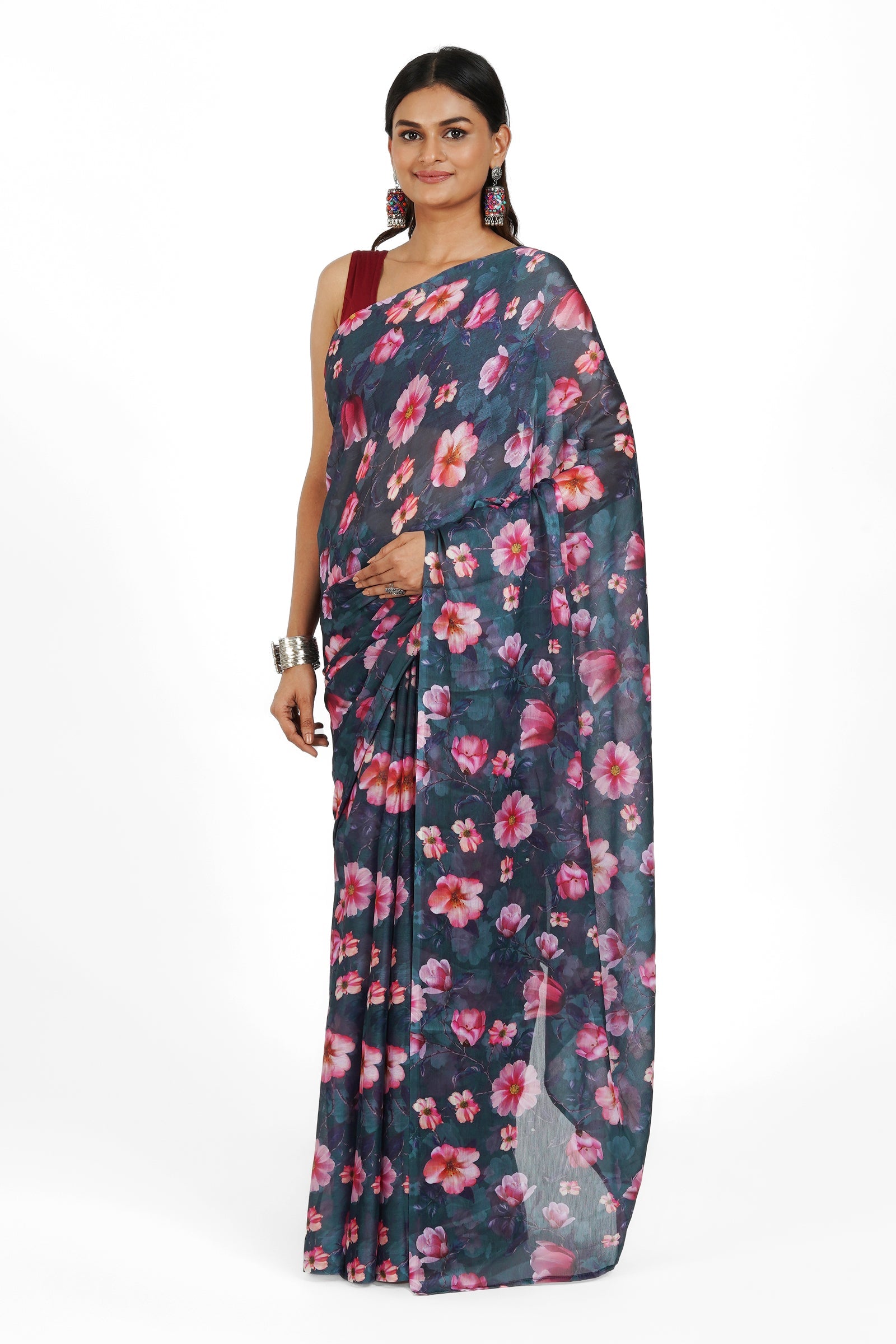 Teejh Midnight Dreams  Digital Print Chiffon Saree