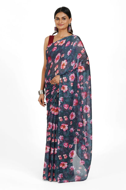 Teejh Midnight Dreams  Digital Print Chiffon Saree