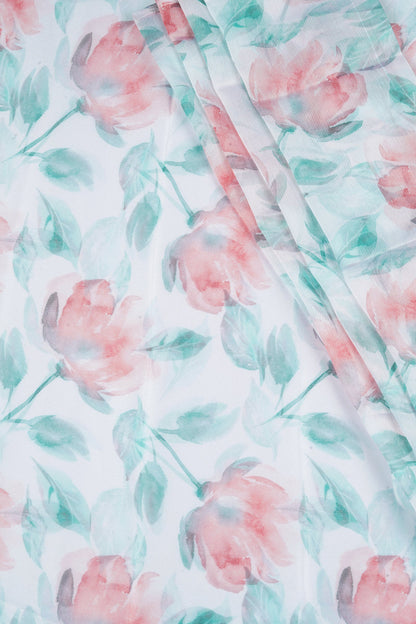 Teejh Peachy Whispers Digital Print Chiffon Saree