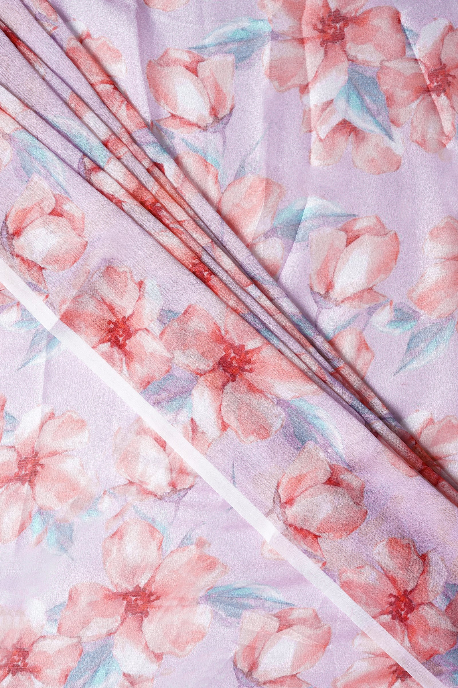 Teejh Grey Blossom  Digital Print Chiffon Saree
