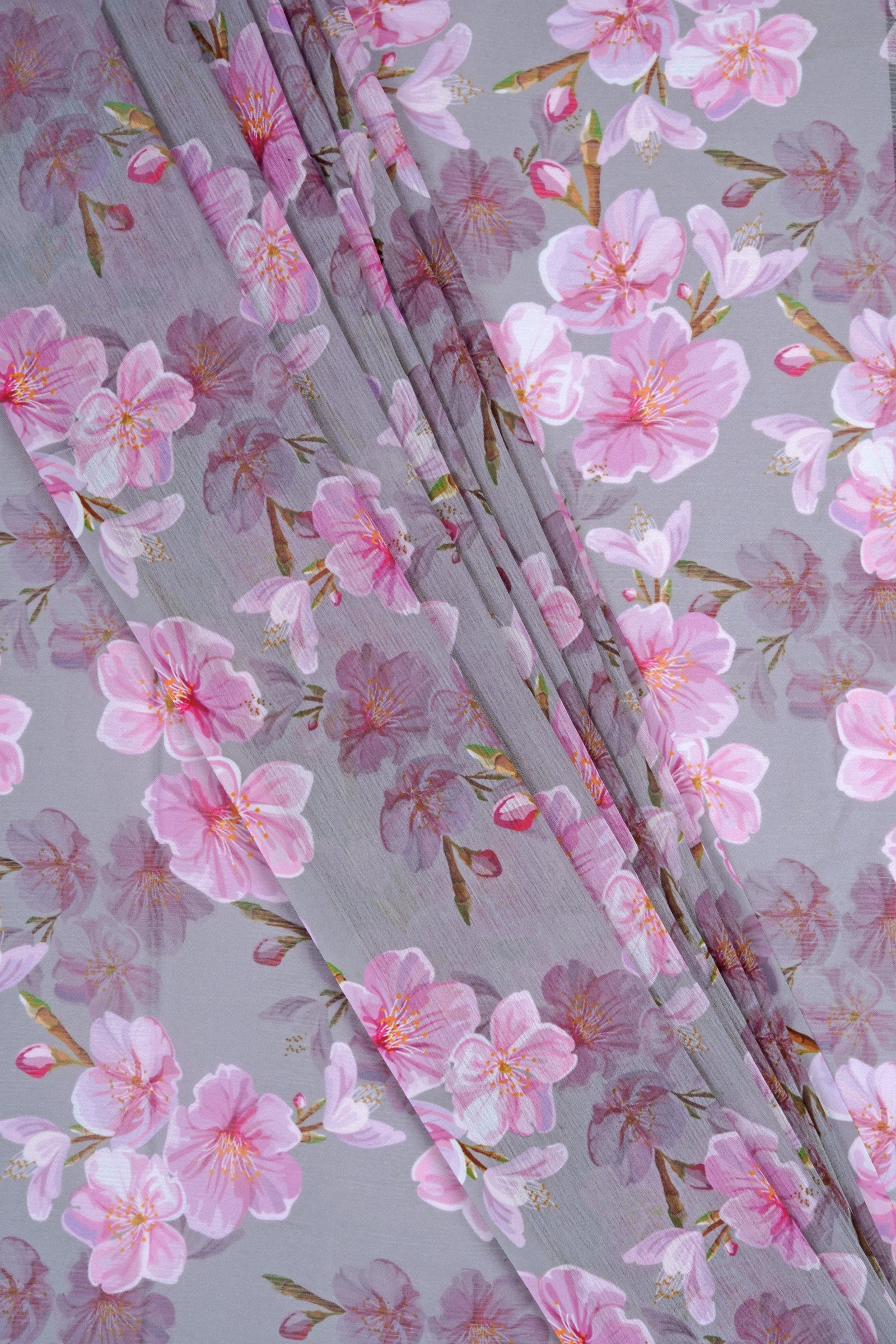 Teejh Blushing Slate  Digital Print Chiffon Saree