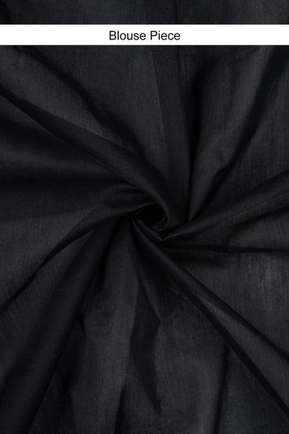 Teejh Into the Night Black Block Print Chanderi Silk Saree