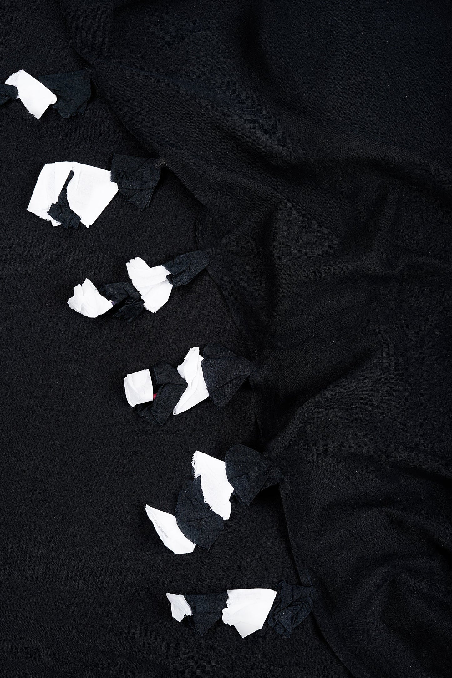 Teejh Yin Yang Black and White Mulmul Saree
