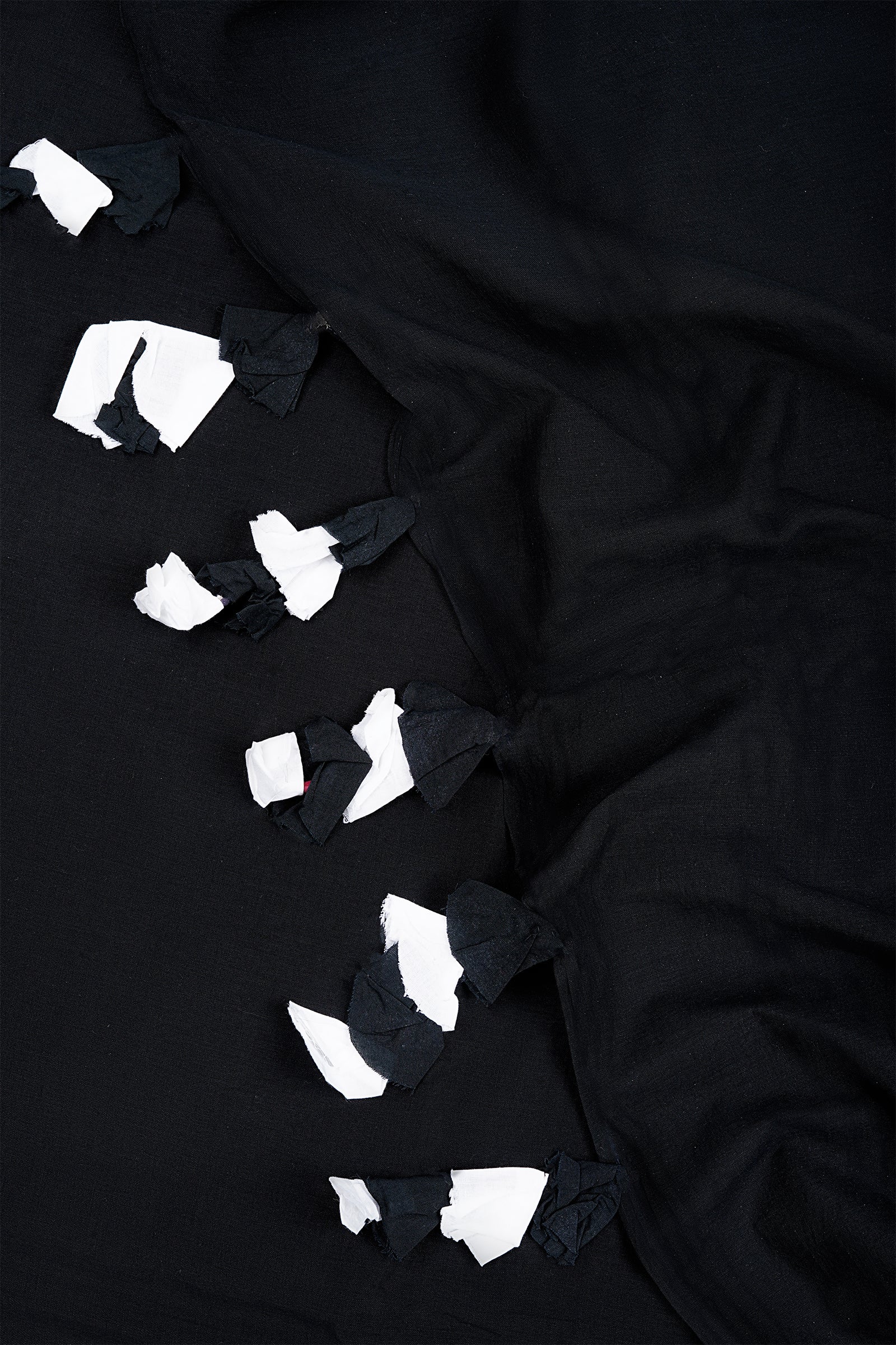 Teejh Yin Yang Black and White Mulmul Saree