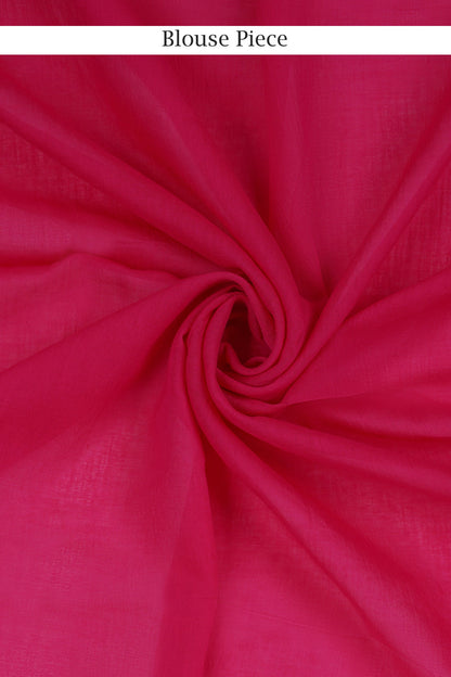 Teejh Lime and Berry Olive and Hot Pink Mulmul Saree