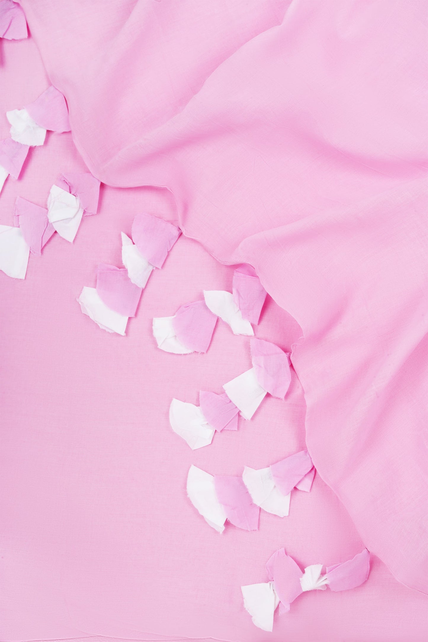 Teejh Teaberry Light Pink and White Mulmul Saree