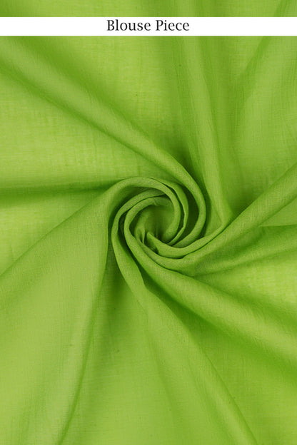 Teejh Lemon and Lime Light Yellow and Green Mulmul Saree