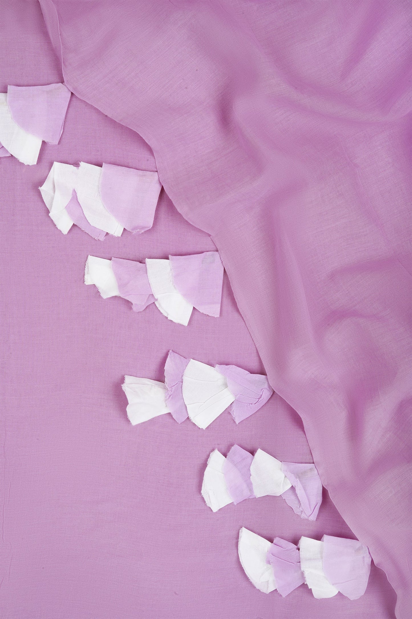 Teejh Peony Lilac and White Mulmul Saree