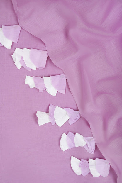 Teejh Peony Lilac and White Mulmul Saree
