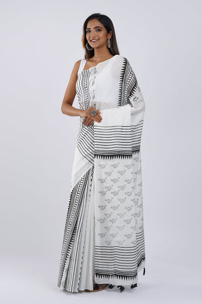 Teejh Madhubala Hand Block Saree