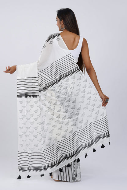 Teejh Madhubala Hand Block Saree