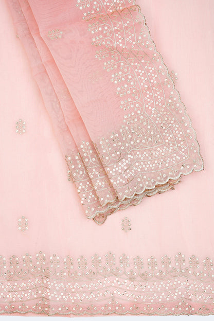Teejh Kahaana Pink Sequin Embroidery Organza Saree