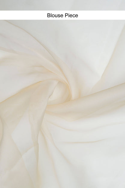 Teejh Aakruti Cream Sequin Embroidery Organza Saree