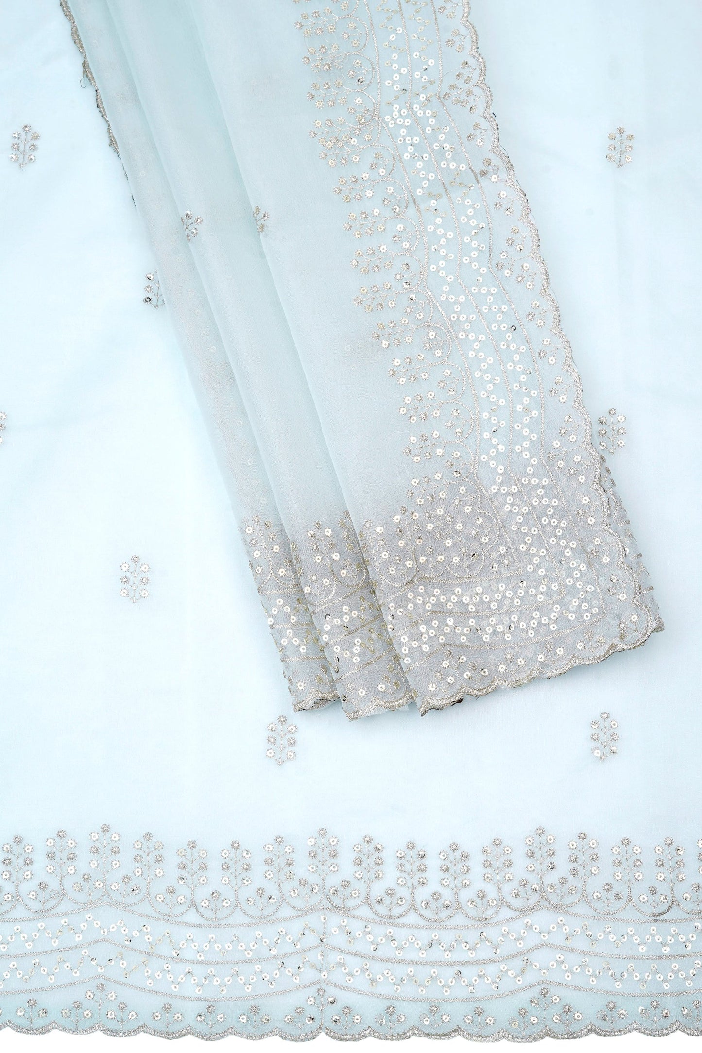 Teejh Aleykha Powder Blue Sequin Embroidery Organza Saree