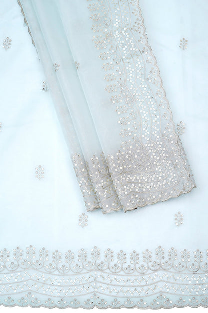 Teejh Aleykha Powder Blue Sequin Embroidery Organza Saree