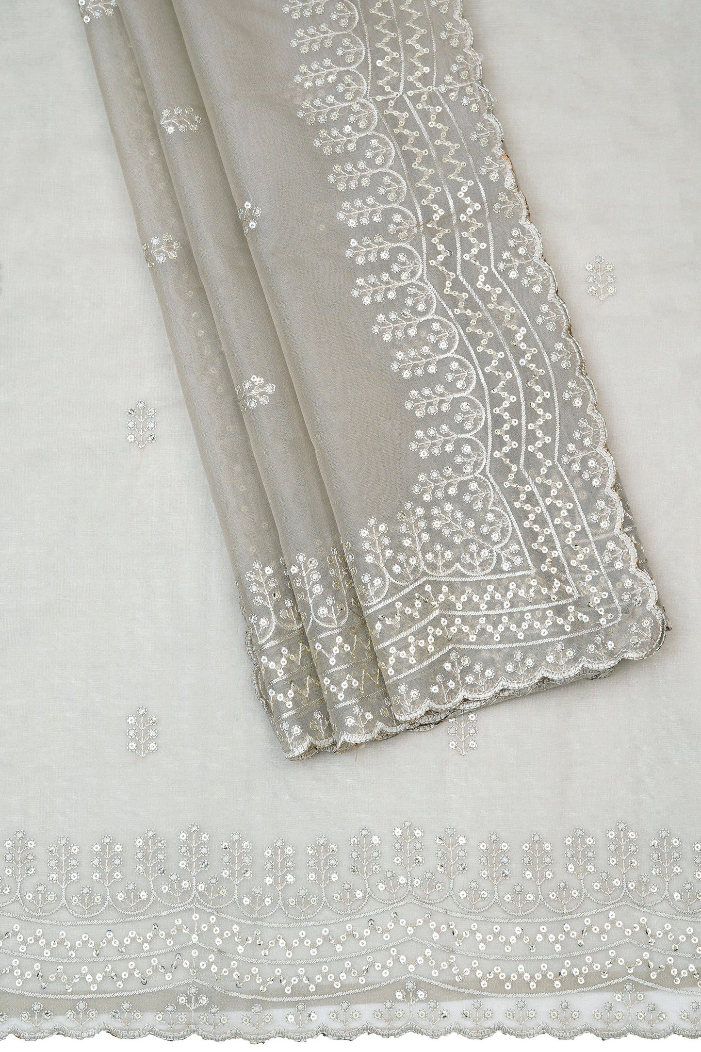 Teejh Aanisha Sage Green Sequin Embroidery Organza Saree