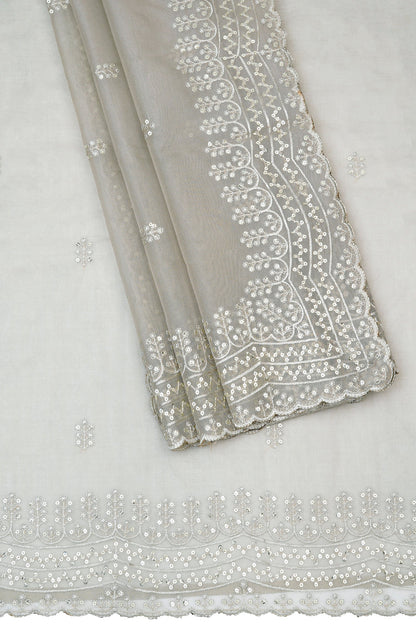 Teejh Aanisha Sage Green Sequin Embroidery Organza Saree