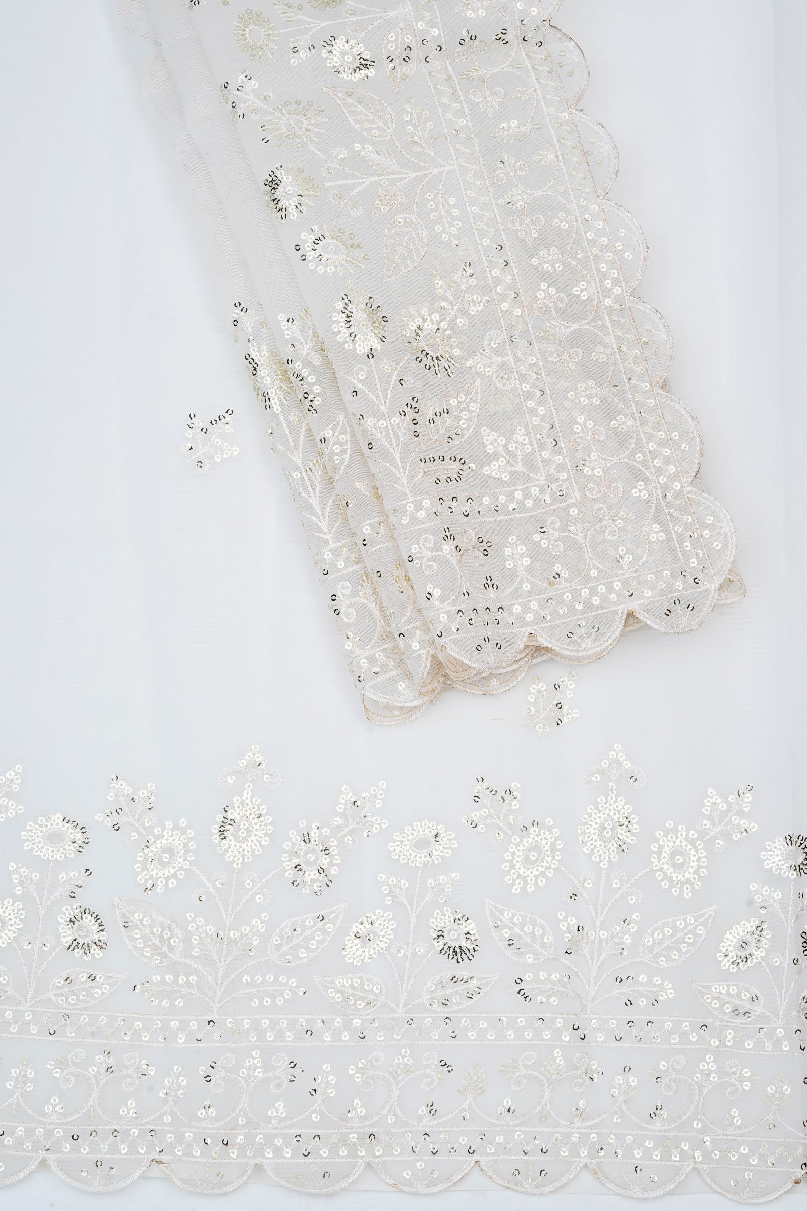 Teejh Bhrithi Off White Sequin Embroidery Organza Saree