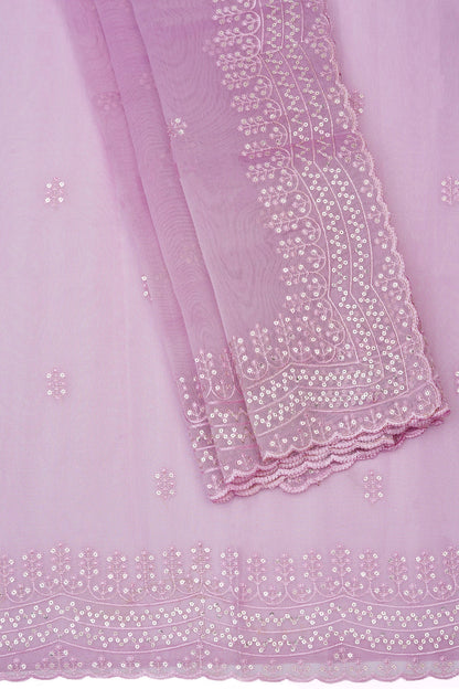 Teejh Eeshta Onion Pink Sequin Embroidery Organza Saree