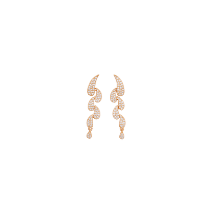 Rose Gold Plated Necklace with Drop Earrings For Women & Girls