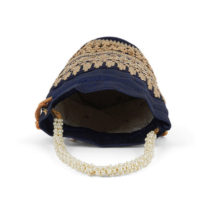 Wedding Bells Blue Embroidered Potli Bag
