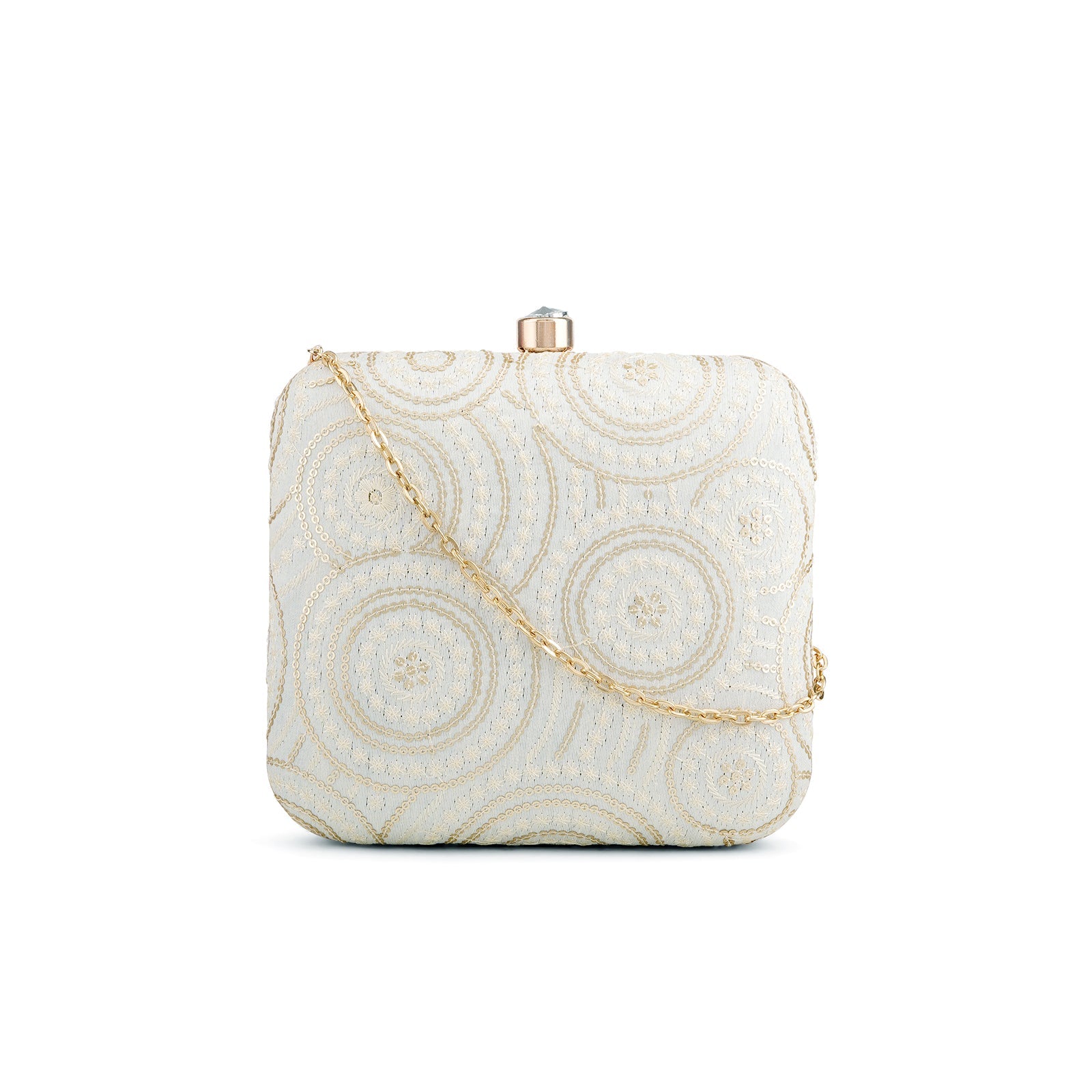 Teejh Nishi Circles Embroidered Clutch