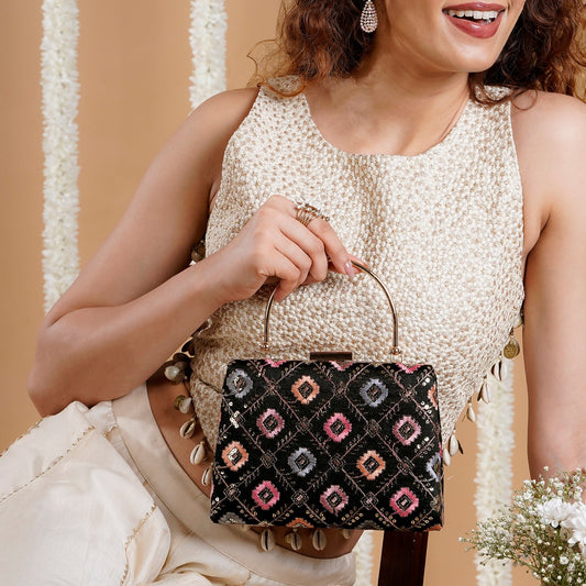 Teejh Tara Phulkari Threadwork Clutch