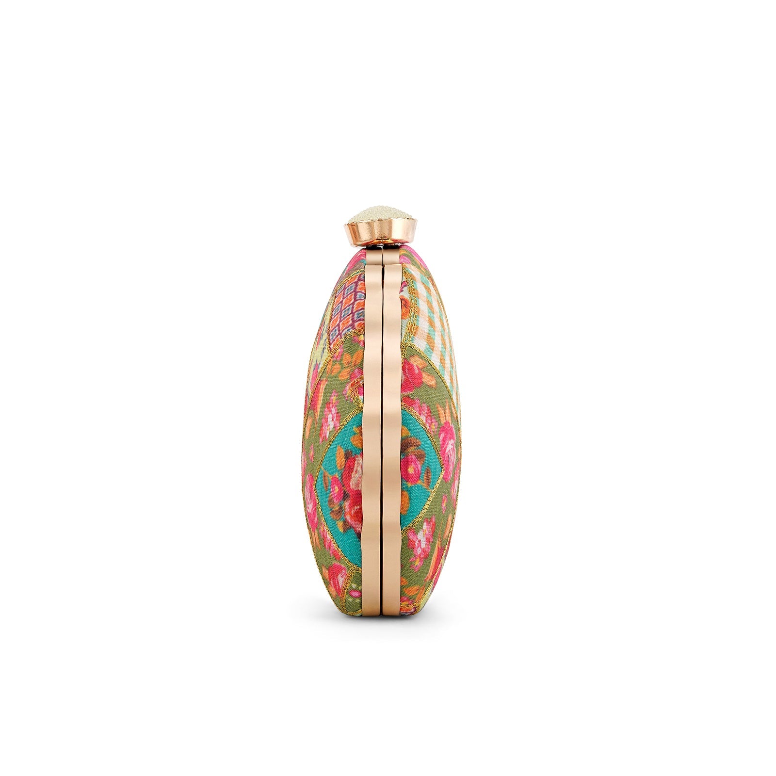 Teejh Noham Floral Print Applique Clutch