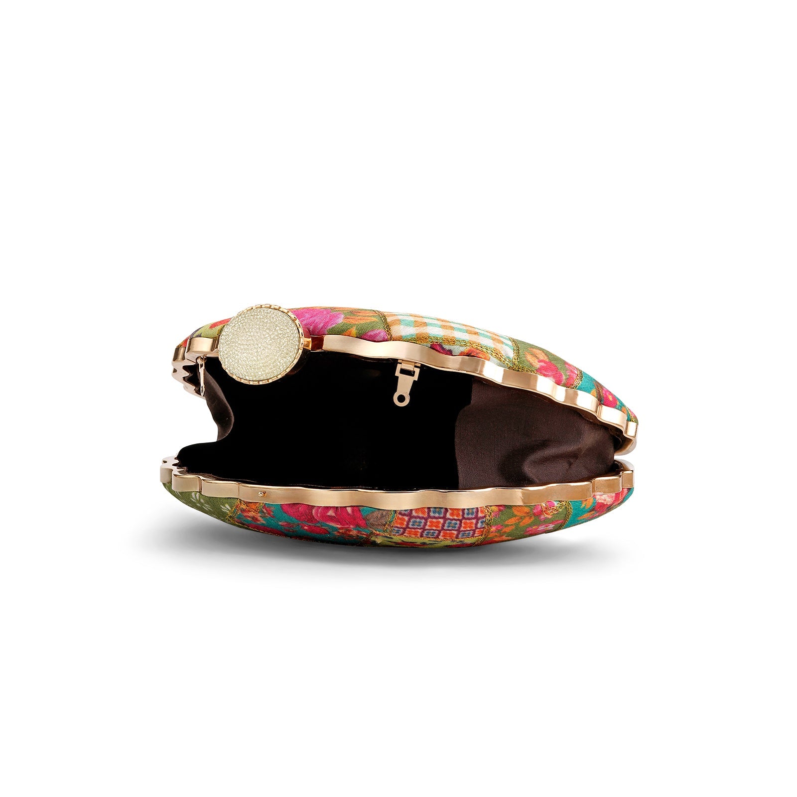 Teejh Noham Floral Print Applique Clutch