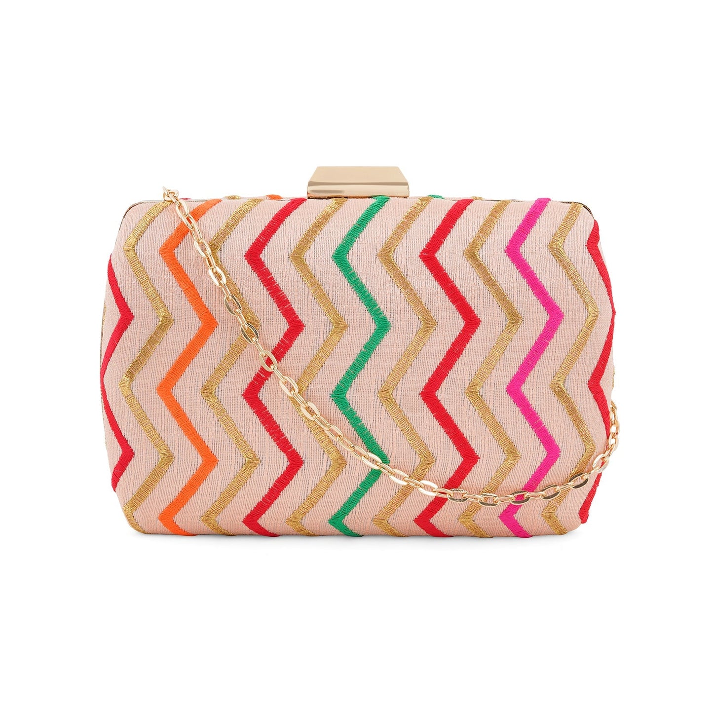 Satrangi Re Pink Embroidered Fabric Clutch