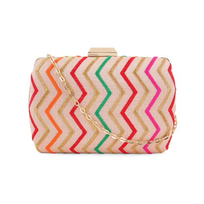 Satrangi Re Pink Embroidered Fabric Clutch