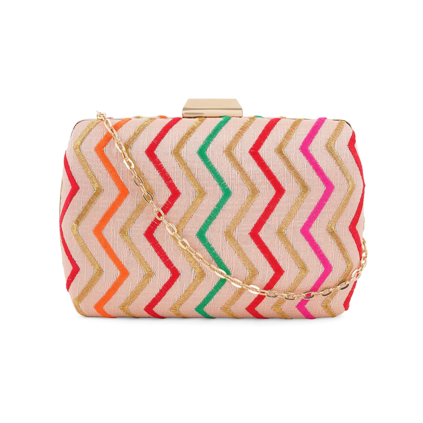 Satrangi Re Pink Embroidered Fabric Clutch
