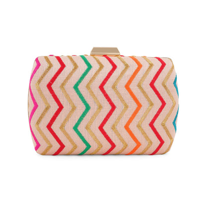 Satrangi Re Pink Embroidered Fabric Clutch