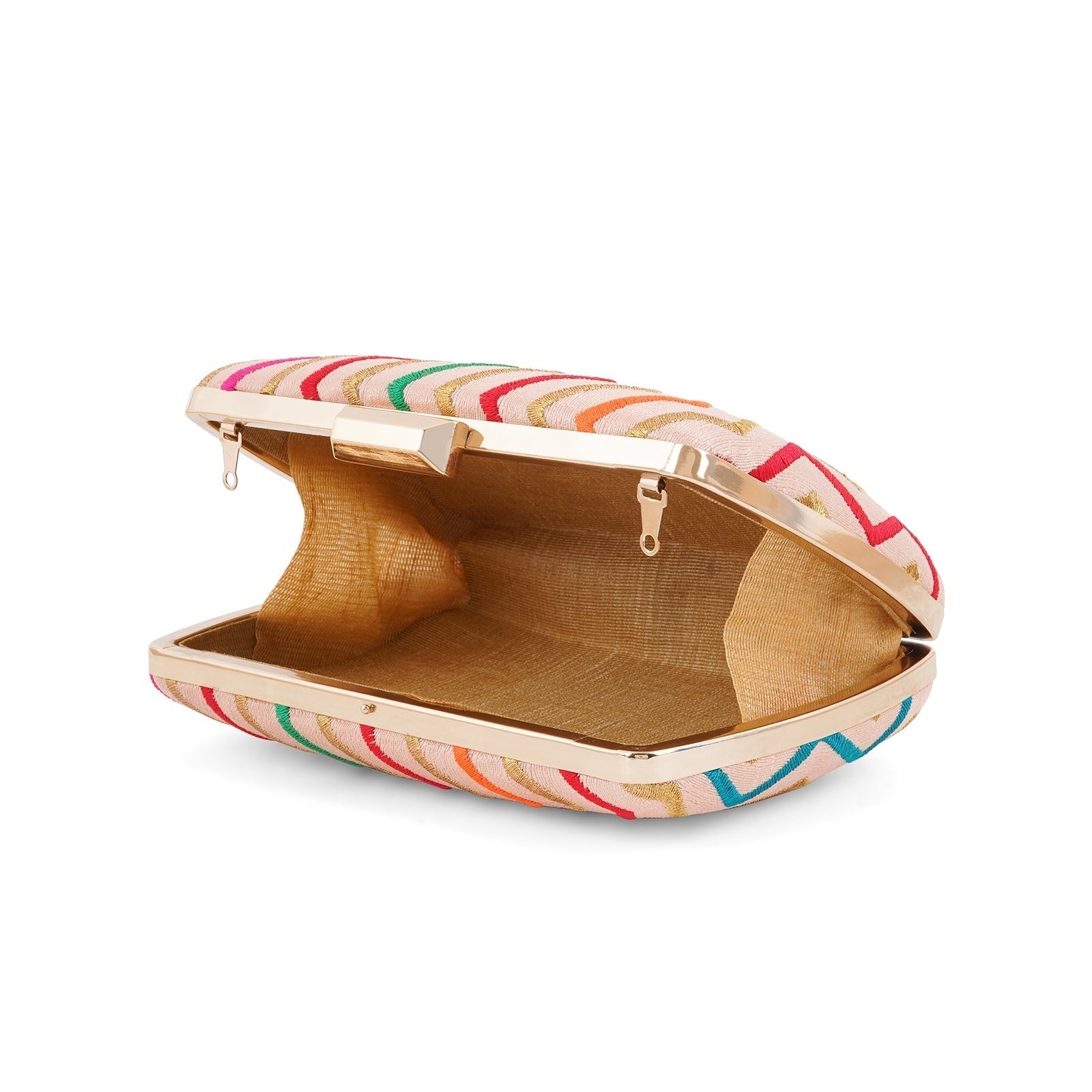 Satrangi Re Pink Embroidered Fabric Clutch
