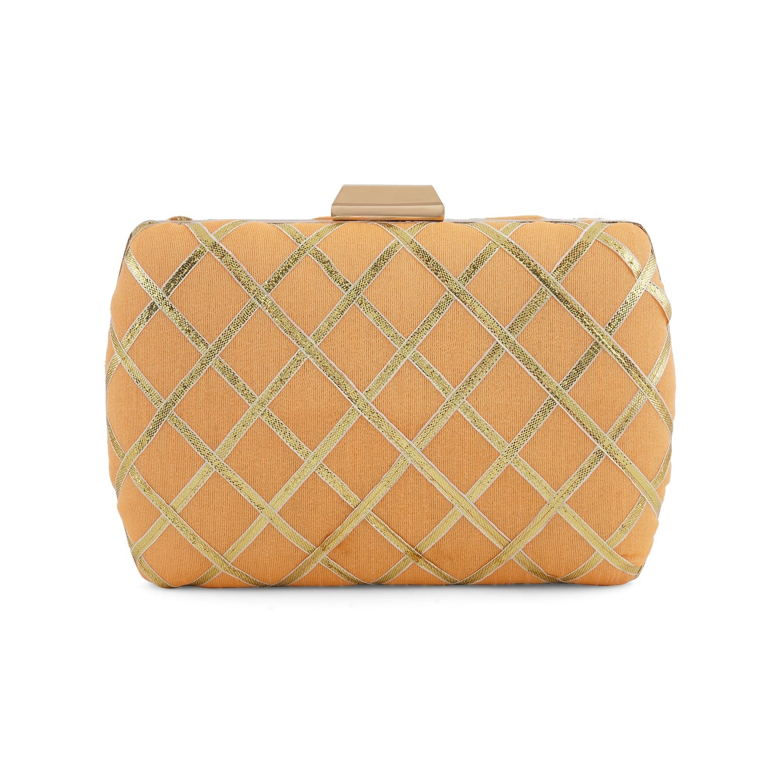 Crossing Paths Peach Fabric Clutch