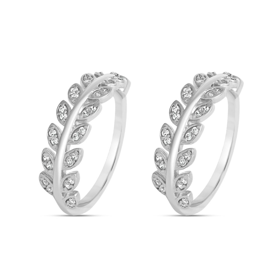 Pair of studded leafy 925 Sterling Silver toe rings for women. Fine silver jewelry – Zavya