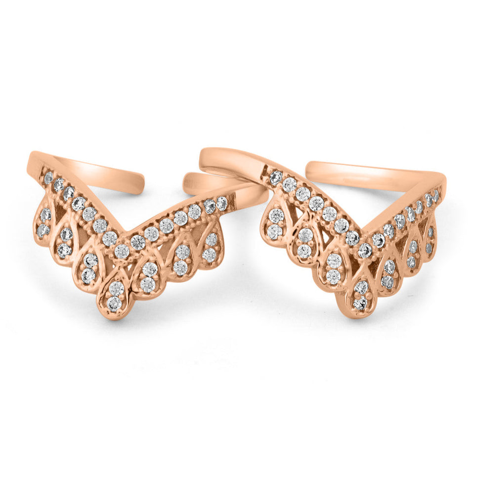 Crown Rose Gold 925 Silver Toe Ring