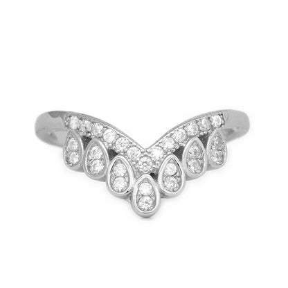 Adjustable crown 925 Sterling Silver toe ring for women featuring sparkling crystal teardrops. – Zavya