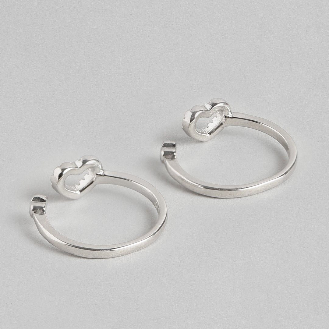 Two 925 Sterling Silver adjustable open heart toe rings, fine women's jewellery – Zavya