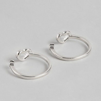 Two 925 Sterling Silver adjustable open heart toe rings, fine women's jewellery – Zavya